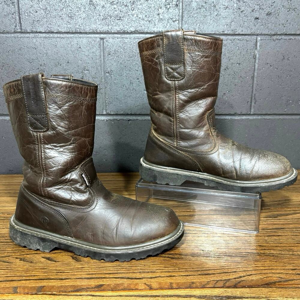 Wolverine W10682 Brown Leather Pull On Work Boots Wellington Men’s 8.5M